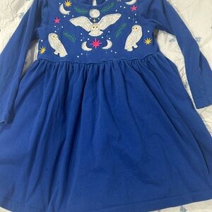 Mini Boden Royal Blue Dress with Owl Embroidery 4-5 years